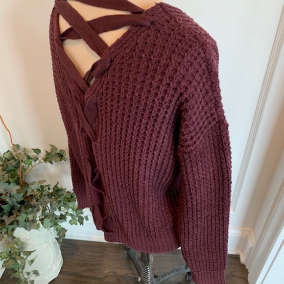 Moral Fiber NWT Women's  Lace Up Back Sweater - Picture 3 of 15